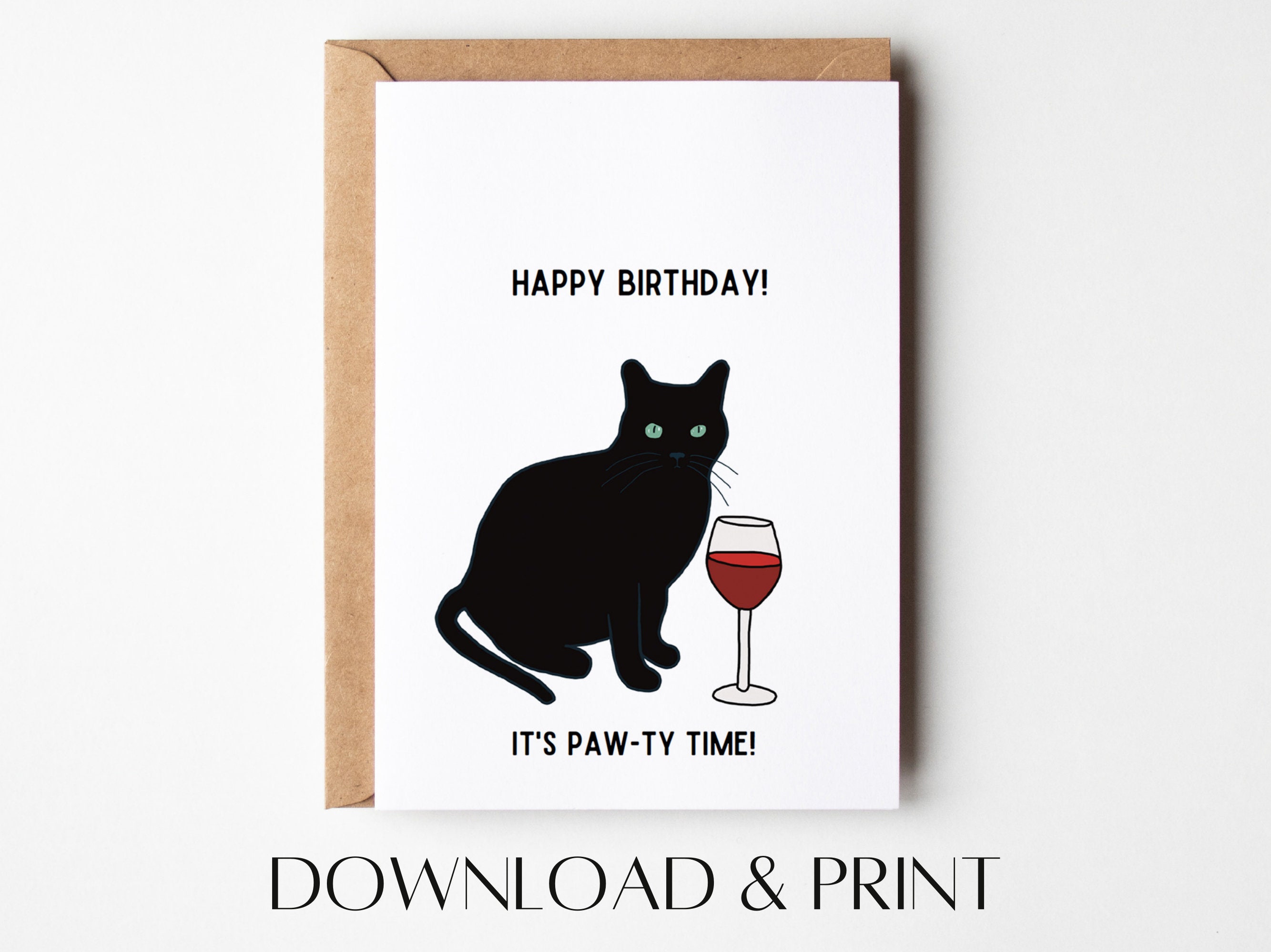 Black Cat Birthday Card Printable Birthday Card Funny - Etsy