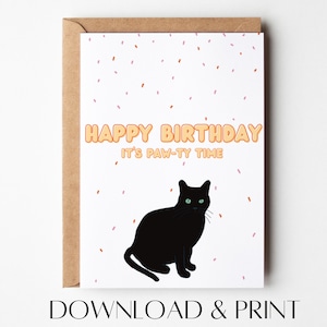 Cartão de aniversário do gato | Cartão de aniversário imprimível | Cartão de aniversário engraçado | Download instantâneo | Cartão imprimível do feliz aniversario | Cartão de gato para impressão
