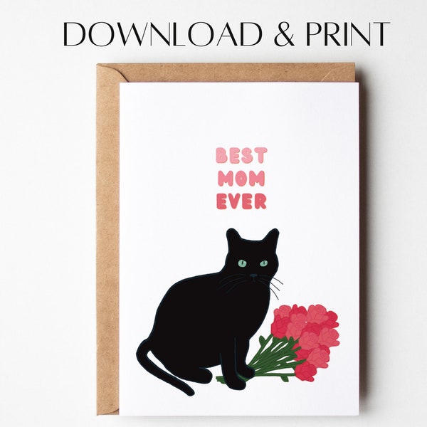 Cat Mother's Day Card Funny Mother's Day Card Printable Mother's Day ...