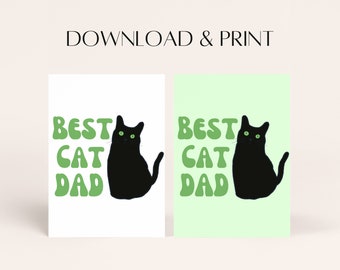 Biglietto di auguri per la festa del papà con gatto divertente: regalo stampabile (download digitale)