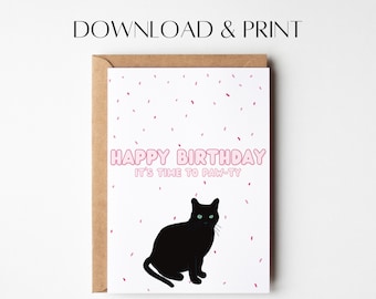 Cat Birthday Card | Printable Birthday Card | Funny Birthday Card | Instant Download | Happy Birthday Printable Card | Cute Birthday Card