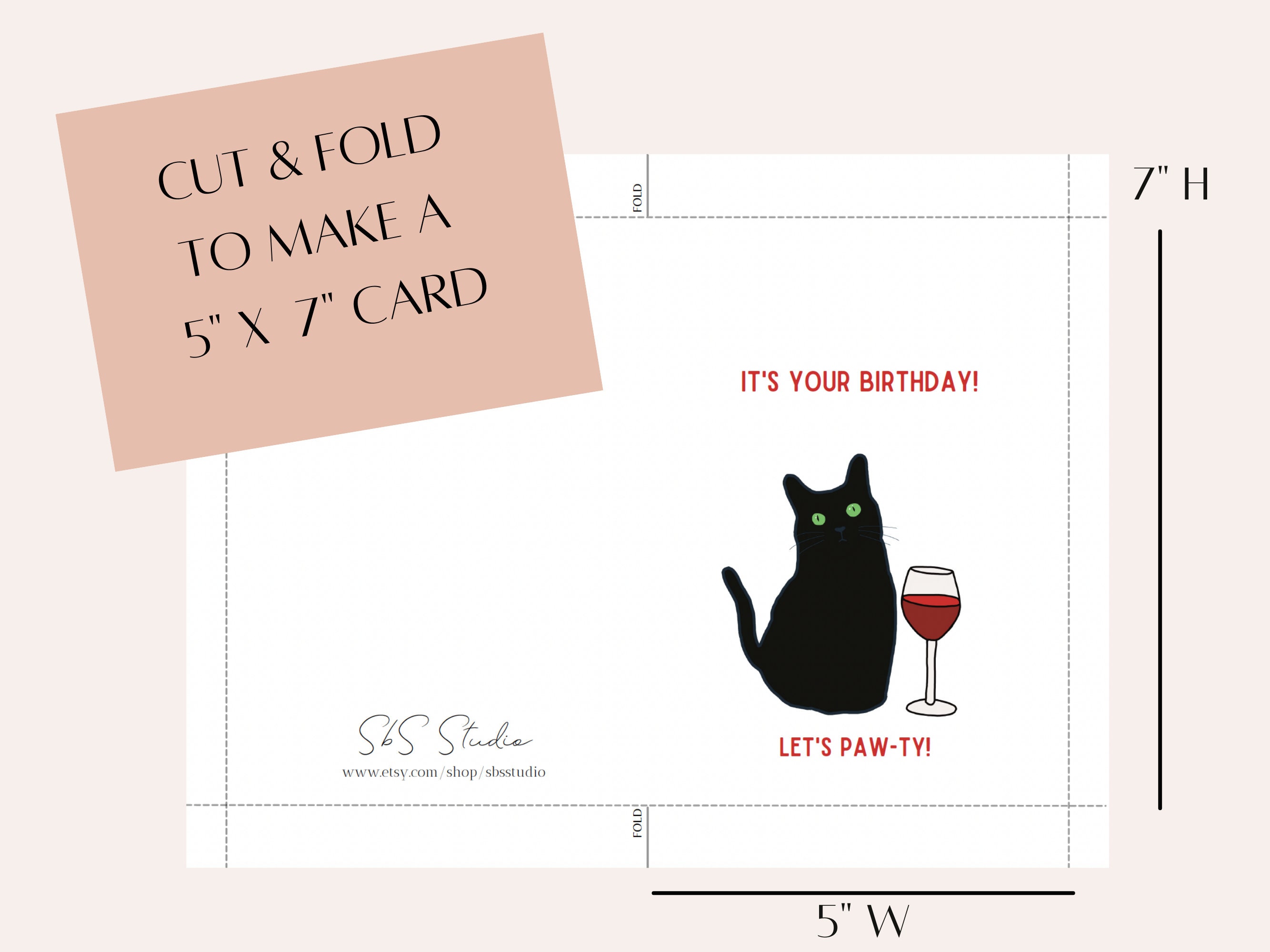 Black Cat Birthday Card | Printable Birthday Card | Funny Birthday Card ...
