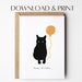 Cat Birthday Card Printable Birthday Card Funny Birthday Card Instant ...