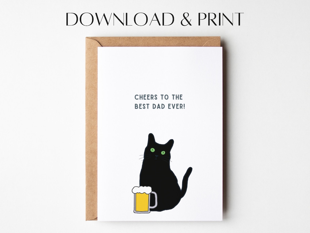 Cat Father's Day Card | Printable Father's Day Card | Instant Download ...