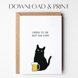 Katze Vatertagskarte | Druckbare Vatertagskarte | Sofort Download | Katze Grußkarte | Lustige Vatertagskarte