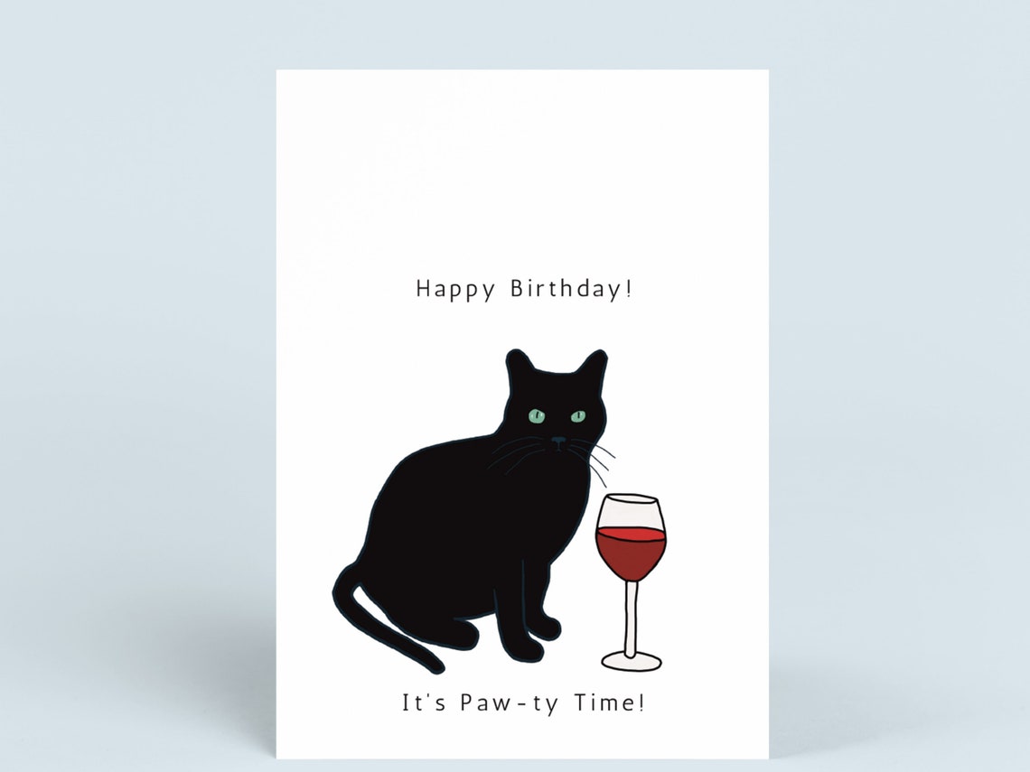 Black Cat Birthday Card | Printable Birthday Card | Funny Birthday Card ...