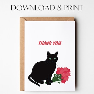 Cat Thank You Card | Funny Thank You Card | Printable Cat Card | Instant Download | Cat Greeting Card | Thank you Card