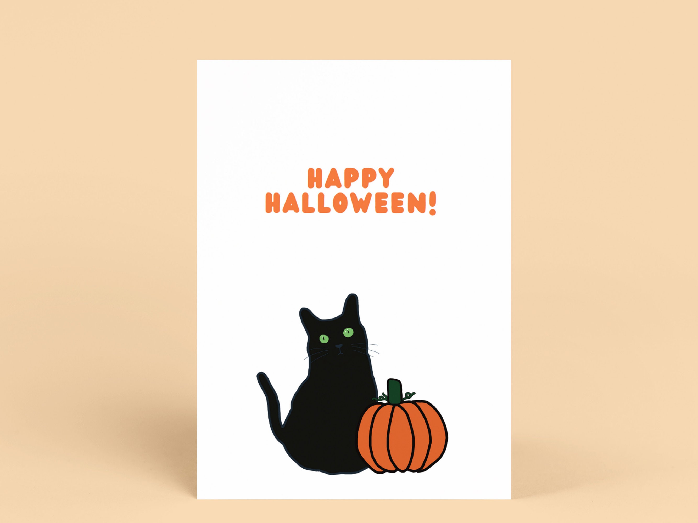Black Cat Halloween Card: Printable Greeting Card (PDF & JPG) - Etsy
