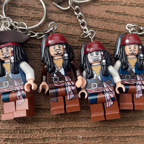 Captain Jack Sparrow Minifigure Keychain Etsy