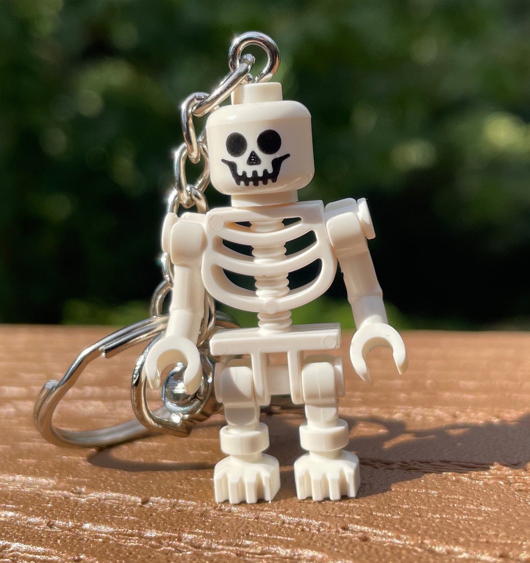 Skeleton Minifigure Keychain, Standard and Hat Options - Etsy Skeleton Minifigure Keychain, Standard and Hat Options - Etsy