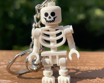 Skeleton minifigure keychain, standard and hat options