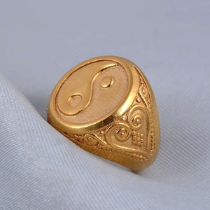 yin yang Gold Ring, Balance Yoga Gold Ring, Ring For Mans And Women, Handmade Gold Ring, Gold Plated Yin Yang Ring, Daily Wear Ring,