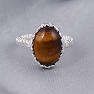 Wunderschöner Tigerauge-Edelsteinring aus 925er Sterlingsilber – Handgefertigter Natursteinring – Schmuck für Damen und Herren – Geschenk fü