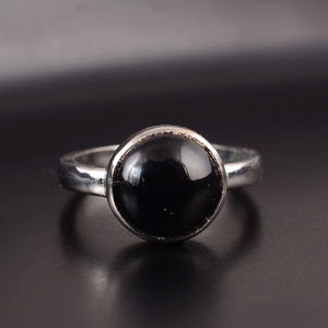 Silver Black obsidian Ring, Sterling Silver Natural obsidian Ring, Simple Gemstone Ring, Ring for Man And Women, Handmade Natural Jewelry,