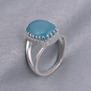 Natural Aqua Chalcedony Ring, Chalcedony Gemstone Ring, 925 Sterling Silver Ring, Statement Ring, Handmade Chalcedony Ring, Ring For Women,