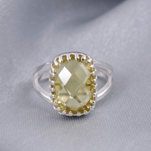 Lemon Quartz Gemstone Ring, Natural lemon Quartz Ring, 925 Sterling Silver Ring, Women Wedding Ring, Anniversary Ring, Handmade Ring,