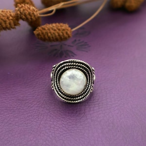 Bague Pierre de Lune Arc-en-ciel, Bague Pierre de Lune en Argent, Bague en Argent Sterling 925, Bague Créatrice Faite Main, Alliance pour Bi