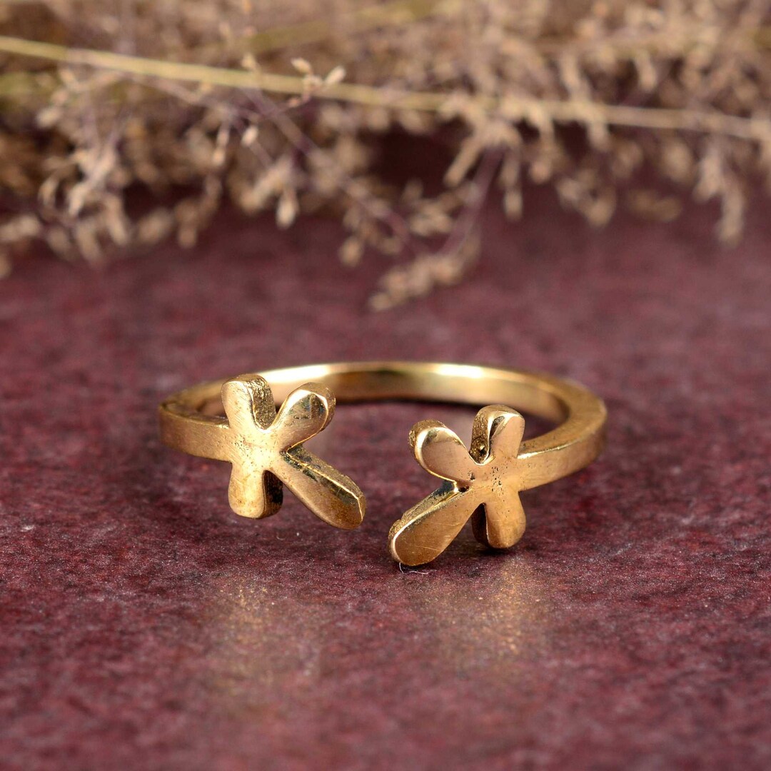 Gold Flower Ring, Open Adjustable Floral Band, Minimalist Jewelry ...