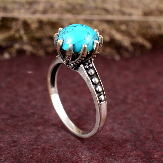 Natural Turquoise Ring, Turquoise Gemstone Ring, 925 Sterling