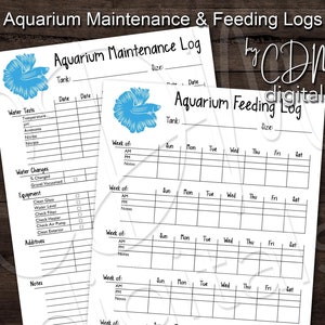 DRUCKBARE Aquarium Wartung & Fütterung Log Blätter, Fish Tank Journal, Letter Sized für Binder | PDFs, Sofortdownload