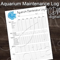 PRINTABLE Aquarium Maintenance Log Sheet, Fish Tank Journal, Letter ...