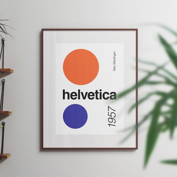 Helvetica Graphic Wall Art, Bauhaus Mid Century Style Design, Modern Minimalist Typography Poster