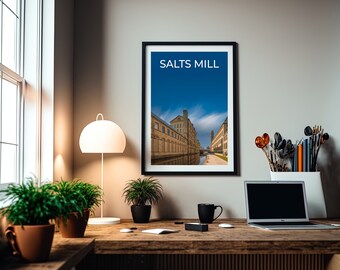 Póster de Salts Mill - Impresión de Yorkshire - Arte Saltaire - Decoración - Póster de Yorkshire (P013)