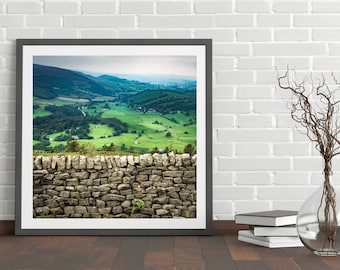 Appletreewick and Burnsall from Simon's Seat - Yorkshire Dales - Landscape Print - Yorkshire Art (A028)