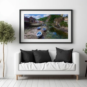 Low Tide at Staithes - North Yorkshire Landscape Print - Yorkshire Art (B021)