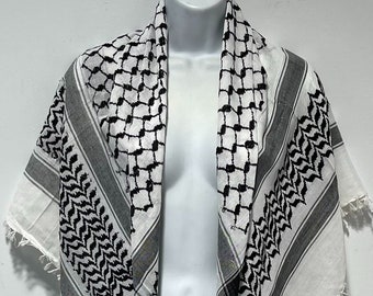 Palästina Hahnentritt Schal, Keffiyeh, Arafat Hatta, Baumwolle breiter Schal mit Quasten, Shemagh Keffiyeh Arabischer Schal 100% Baumwolle Unisex Schals