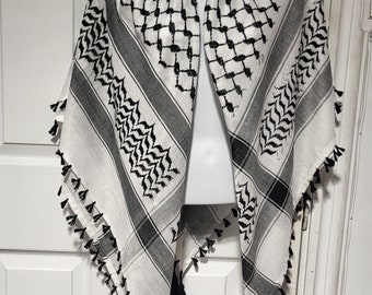 Bufanda Palestina Houndstooth, Keffiyeh, Arafat Hatta, bufanda ancha de algodón con borlas, Shemagh Keffiyeh Bufanda árabe 100% Algodón Bufandas unisex