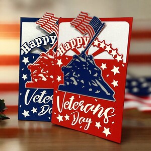 Modelo de cartão de bolso para o Dia dos Veteranos SVG 5 x 7 pol. Arquivo de modelo de cartão de felicitações ou agradecimento para corte Cricut e PDF para corte manual.