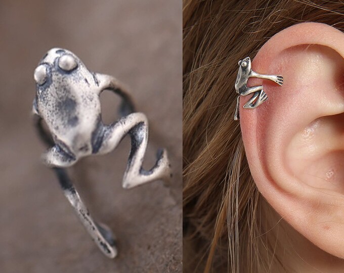 Frog Earring Stainless Steel Tree Frog Fake Cartilage Ear Cuff