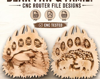 Bear CNC Router File | pdf dxf svg | Bear Wood Carving | Instant Digital Download | Wood Wall Art Pattern