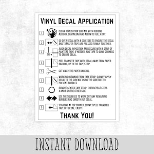 Center Hinge Vinyl Decal Application Instructions | Instant Download | Ready To Print Business Inserts