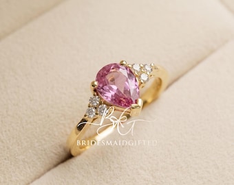 Pink Tourmaline Moissanite Ring 925 Sterling Silver, Engagement Ring For Women, Bridal Proposal Jewelry, Gift Her