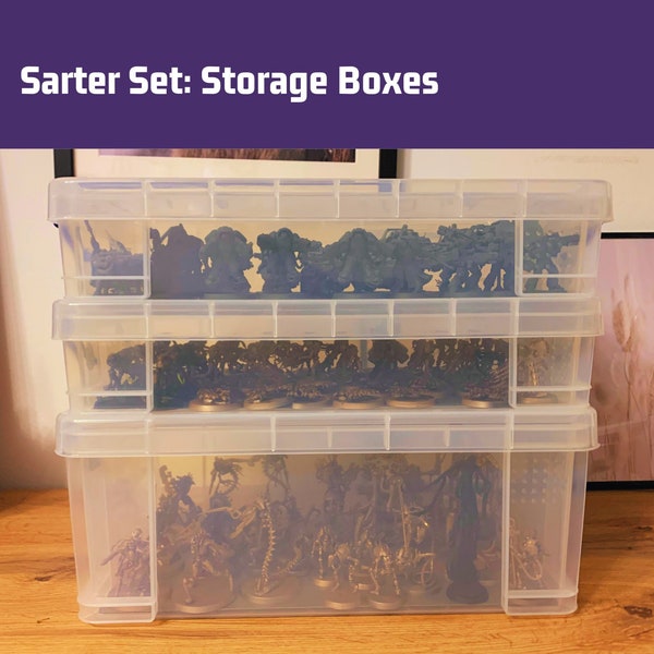 Starter Set: Aufbewahrungsboxen mit Metallboden für magnetisierte Miniaturen stapelbar, perfekt für den Transport (-10%)