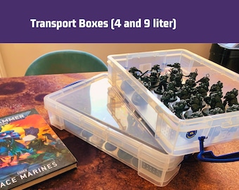 Transport Boxes with metal bottom for magnetized Miniatures Stackable, Sortable, Perfect for Transport (Tournament Tray)