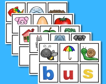CVC Word Building Cards – 142-Page Printable PDF with Short Vowel Sounds – Early Reading Center for Preschool, Kindergarten, 1st Grade