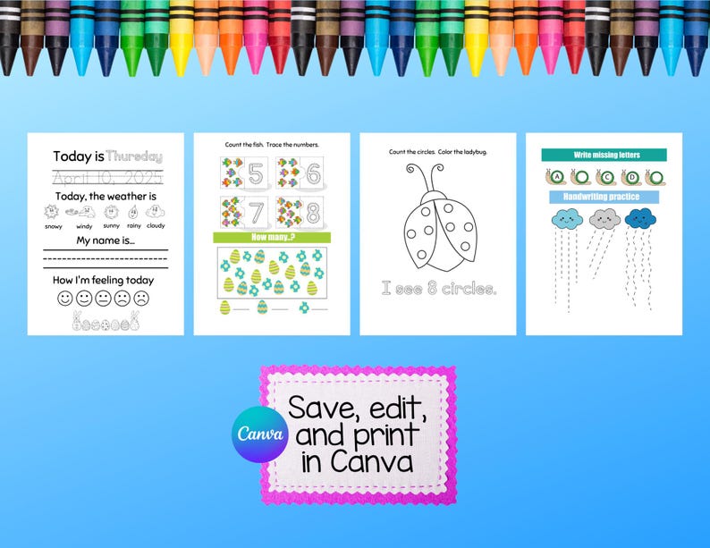 April Prek Workbook - Canva Template - Printable - 120 Pages - 4 Pages ...
