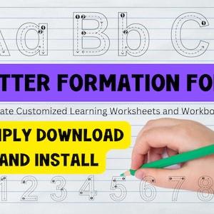 Fonte de formação de letras para crianças – Fonte para prática de caligrafia para planilhas, cadernos e traçados – Download digital OTF e TTF