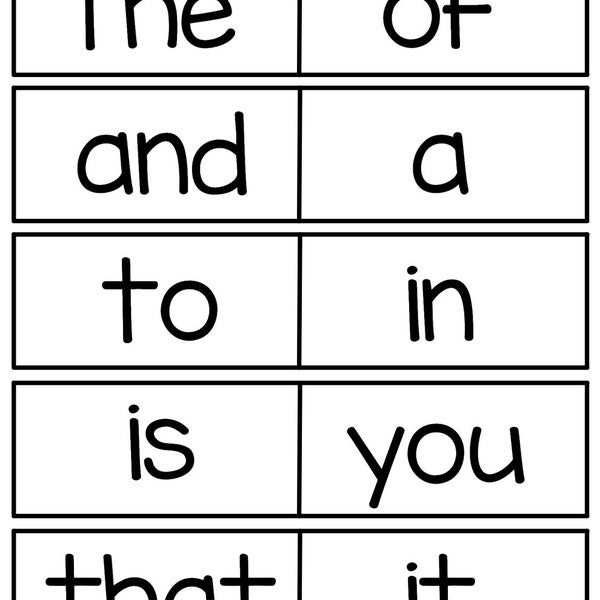 100 Printable Fry's First Hundred Sight Word Flashcards. PreK-1st Grade Sight Words. High Frequency Word Flashcards.