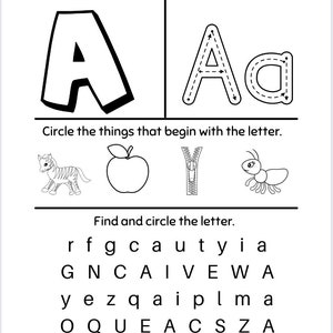 Hojas de práctica de letras del alfabeto en PDF: 26 páginas imprimibles de la A a la Z para preescolar, preescolar y jardín de infancia: actividades de reconocimiento de letras