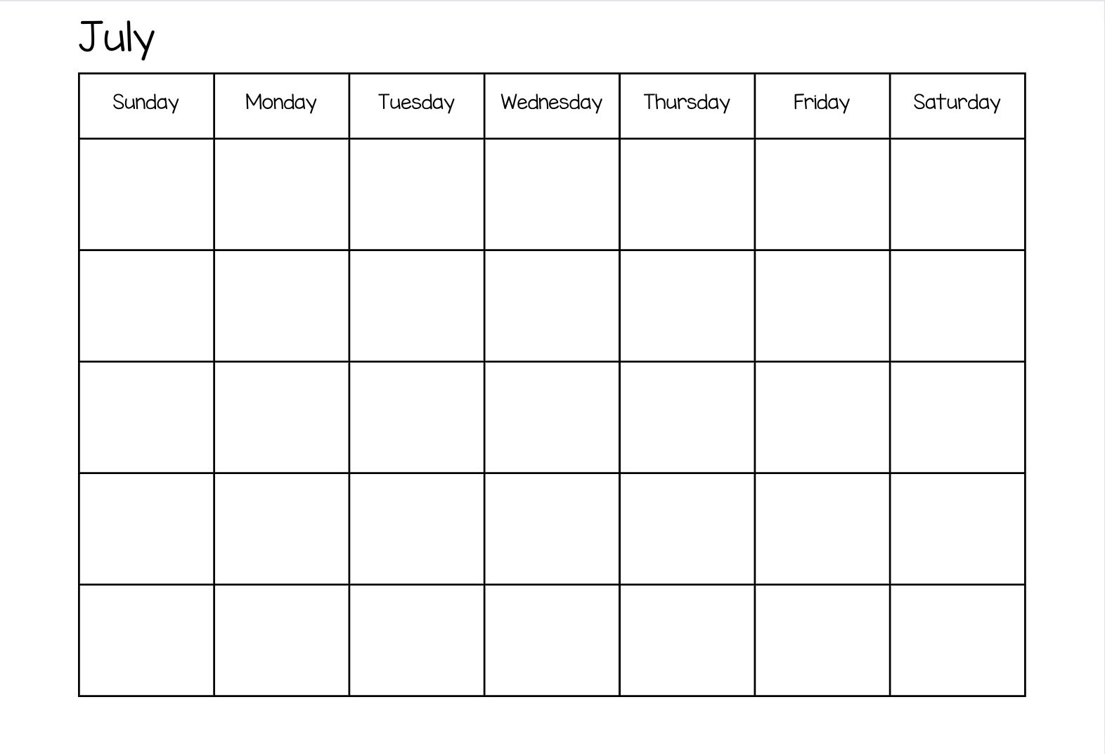Printable Calendar 11x8.5-blank Calendar Teacher Calendar Sunday Start ...