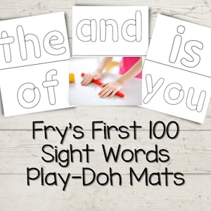 May include: Three printable play-doh mats featuring the words "the of", "and", and "is you". The mats are designed for children to practice spelling and sight words.