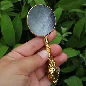 Galaxy - Scrying Mirror. Glass Silver & Black Ritually Foxed, Scrying Mirror, Etched Metal Case. Divination Tools. Witchcraft. Altar Tools.