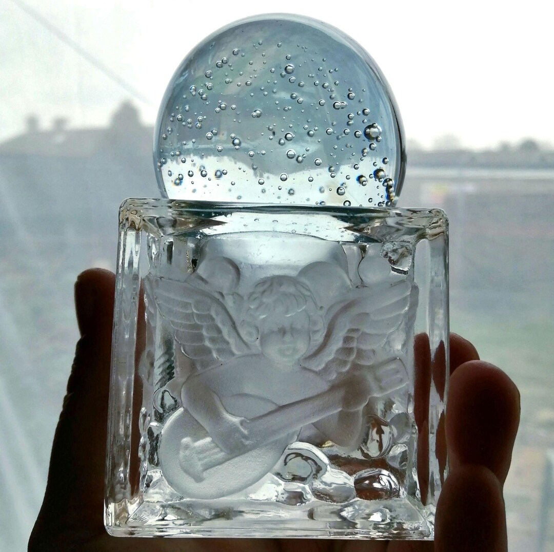 Cherub Crystal Ball. GLASS Blown Modern Bubble Scrying Orb on Glass ...
