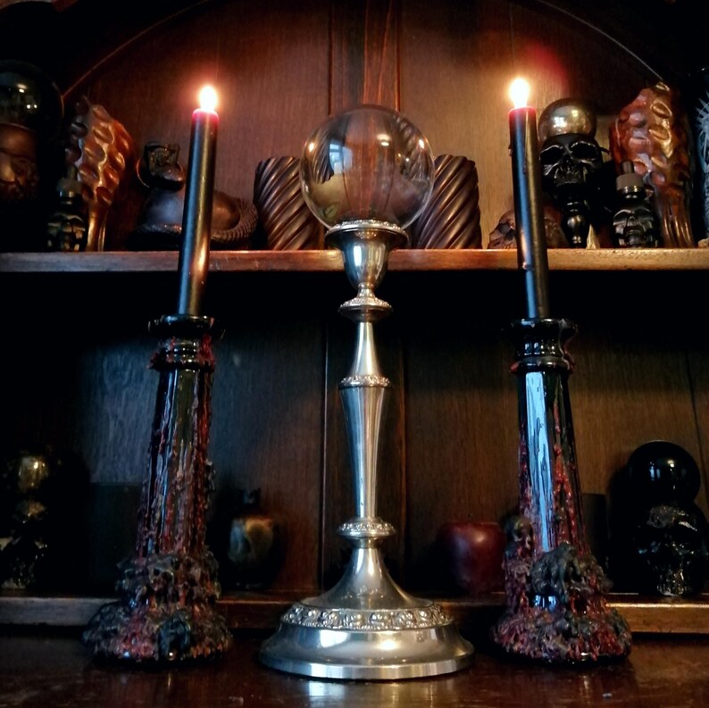 Invocation Crystal Ball, Huge GLASS Modern Scrying Orb & Silver Plated ...