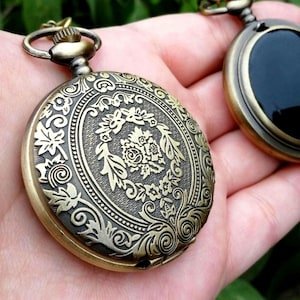 Rosarium Mirror, acrylic Face Pocket Black Mirror, Etched Metal Case, Chain Necklace, Witchcraft, Divination Tools. Altar Tools.