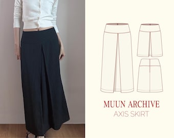 AXIS SKIRT sewing pattern | PDF | Yoke Straight Skirt | Midi & Maxi Length | Pleated, Modern, Minimalist